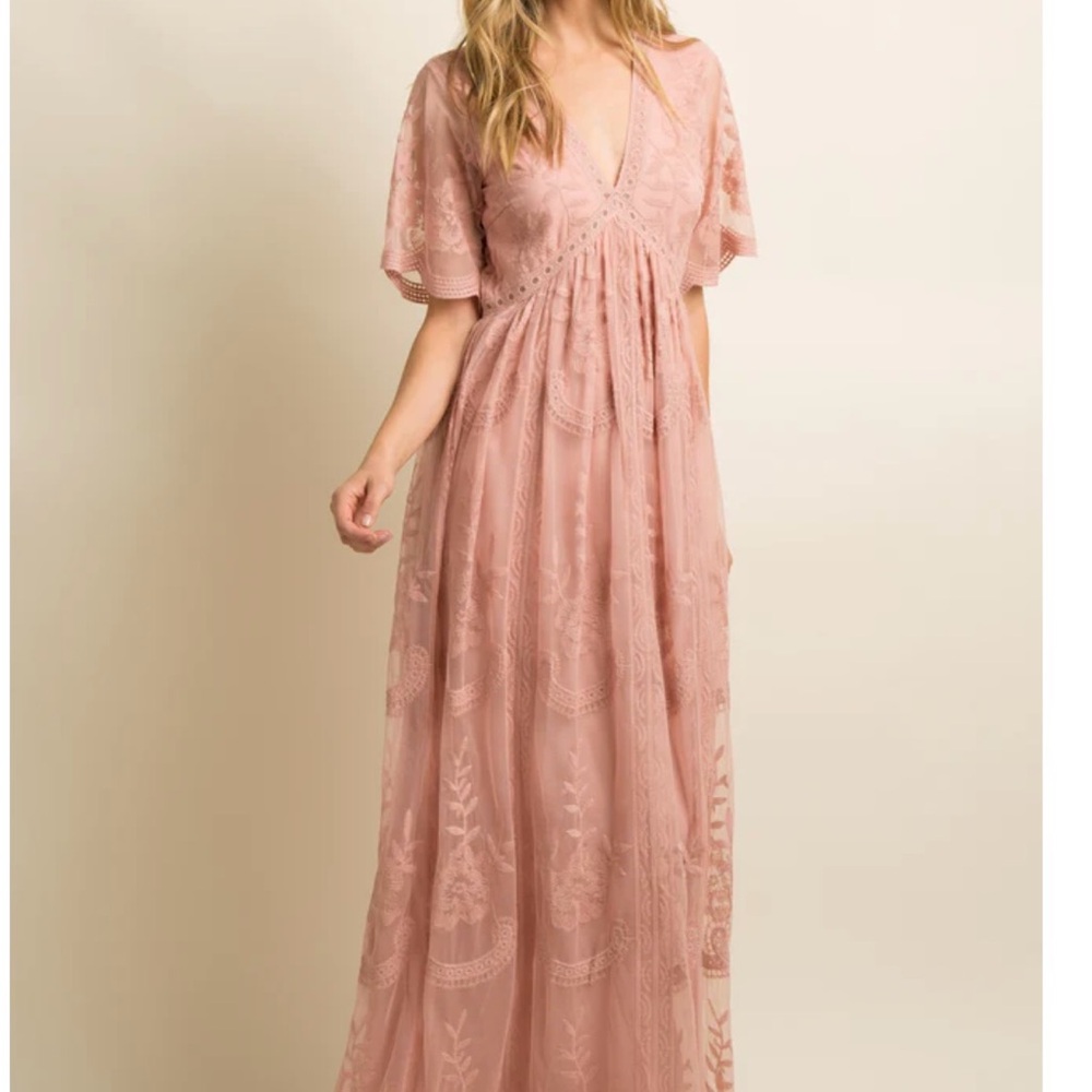 Pink Blush Lace Maxi Dress